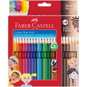 Creioane colorate acuarela 18+6 culori/set, FABER-CASTELL Grip, FC112819