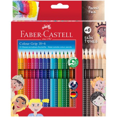 Creioane acuarela FABER-CASTELL Grip, 18+6 buc