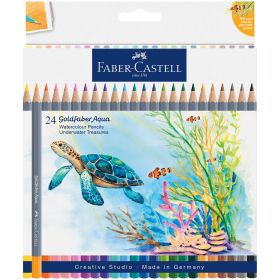 Creioane colorate acuarela FABER-CASTELL Goldfaber Aqua Underwater Treasures, 24 culori/set, FC114617