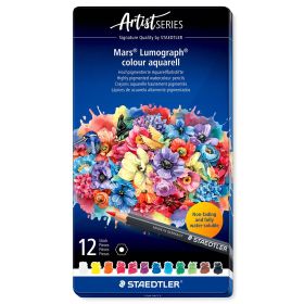 Creioane colorate acuarela STAEDTLER Mars Lumograph Artist 104, 12 culori/set