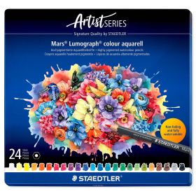 Creioane colorate acuarela STAEDTLER Mars Lumograph Artist 104, 24 culori/set