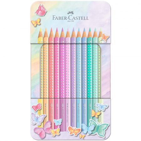 Creioane pastelate FABER-CASTELL Sparkle Pastel, 12 buc/set