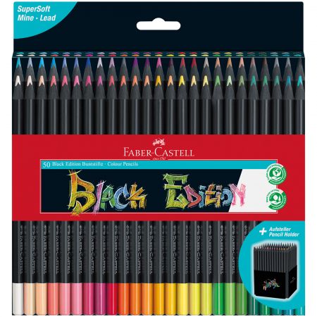 Creioane hartie neagra FABER-CASTELL Black Edition, 50 buc