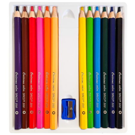 Creioane colorate hexagonale DACO Maxi, 12 buc/set - Office Direct