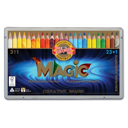 Creioane papagal KOH-I-NOOR Magic 3 in 1 Jumbo, 24 buc/set