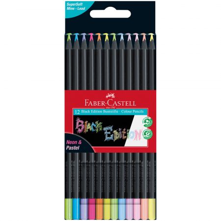 Creioane hartie neagra FABER-CASTELL Black Edition, 12 buc