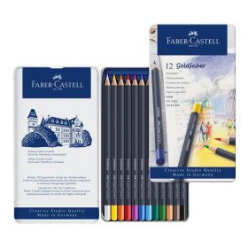 Creioane colorate 12 buc/set FABER-CASTELL Goldfaber, cutie metal, FC114712