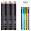 Set creioane si linere metalizate STAEDTLER Black and White, 17 piese