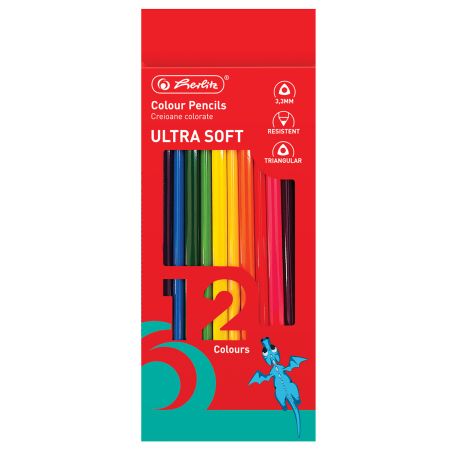 Creioane copii HERLITZ Ultra Soft, 12 culori/set