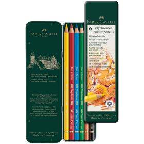 Creioane colorate FABER-CASTELL Polychromos, 6 culori/cutie, FC110096