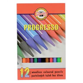 Creioane colorate fara lemn KOH-I-NOOR Progresso 8756, 12 buc/set