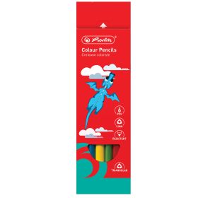 Creioane colorate groase, mina 5 mm HERLITZ Jumbo, 6 culori/set