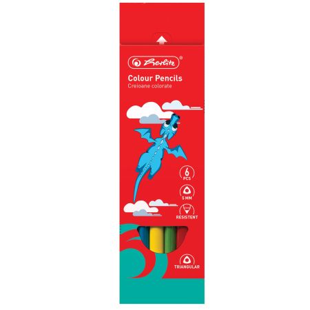 Creioane groase HERLITZ Jumbo, 6 culori/set