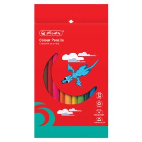 Creioane colorate groase, mina 5 mm HERLITZ Jumbo, 12 culori/set