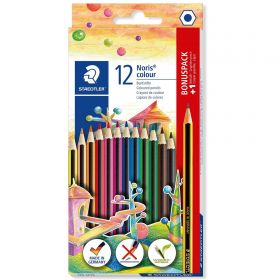 Creioane colorate hexagonale 12 culori/set si creion grafit STAEDTLER Noris Colour