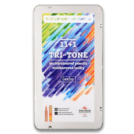 Creioane multicolore KOH-I-NOOR Tri Tone 3442, 12 buc/set