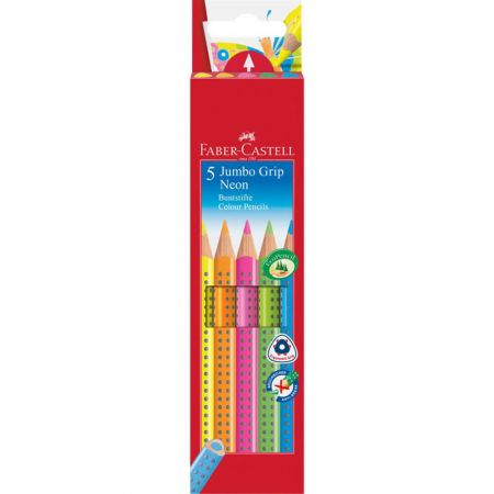 Creioane neon Jumbo cu grip Faber-Castell