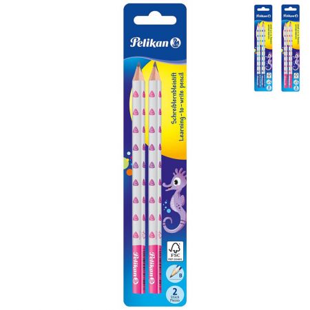 Creion gros B, PELIKAN Learning to write, 2 buc/set