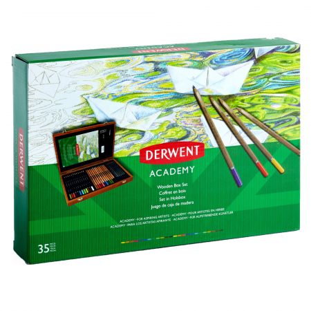 Set desen DERWENT Academy, 35 piese/cutie lemn 