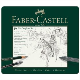 Set desen FABER-CASTELL Pitt Monochrome Carbune 19 piese, FC112973