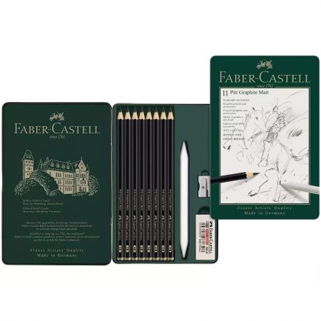 Set desen FABER-CASTELL Pitt Graphite Matt, 11 buc/cutie