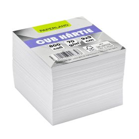 Rezerva cub din hartie alba 9x9 cm, 800 file/set, PAPERLAND