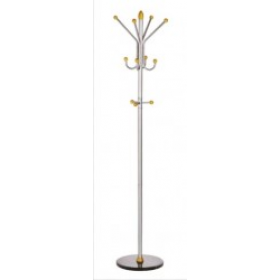 Cuier metalic argintiu cu accesorii din lemn, 185/40cm, ALCO
