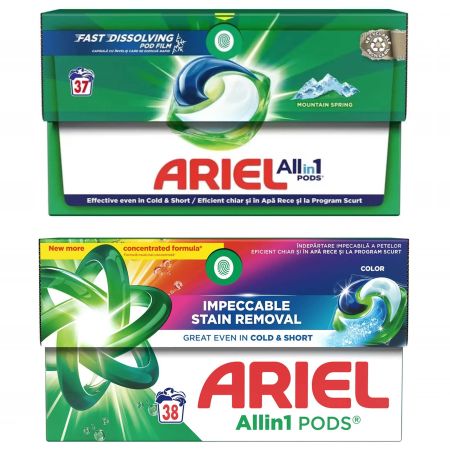 Detergent rufe capsule ARIEL All in 1 Pods, 37 buc/cutie