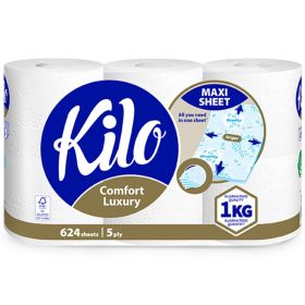 Hartie igienica KILO Comfort Luxury, 5 straturi, 6 role/set