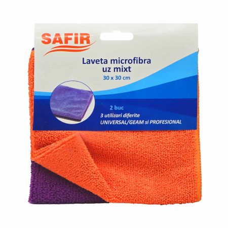 Lavete microfibra multisuprafete SAFIR Mixt, 30x30 cm, 2 buc/set