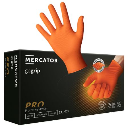 Manusi nitril extra rezistente MERCATOR GoGrip Pro, 50 buc/cutie