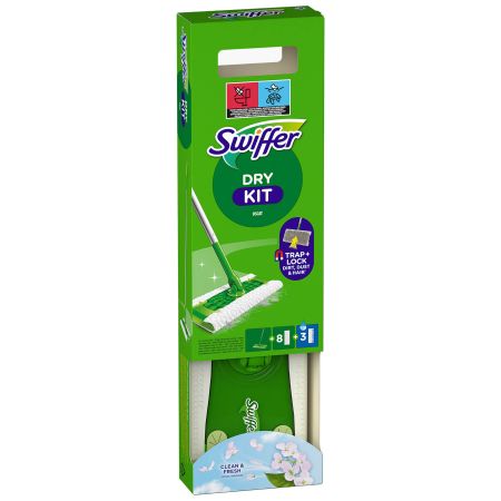 Set mop SWIFFER Dry + Wet, cu 3 rezerve umede + 8 rezerve uscate