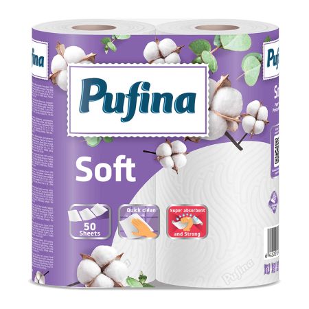 Prosop hartie PUFINA Soft, 2 straturi, 2 role/set