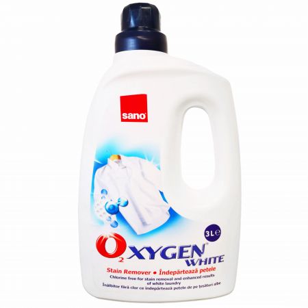Solutie pentru pete dificile, rufe albe,  SANO Oxygen White, 3 L