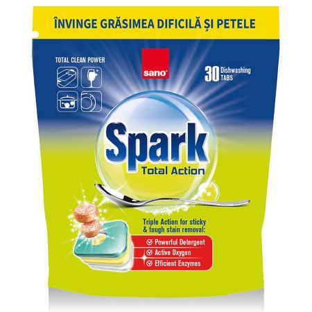 Tablete masina vase SANO Spark Total Action, 30 buc