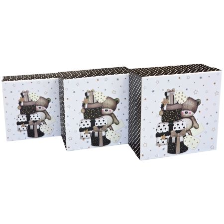 Cutie cadouri cu capac, Teddy Bear, 3 buc/set