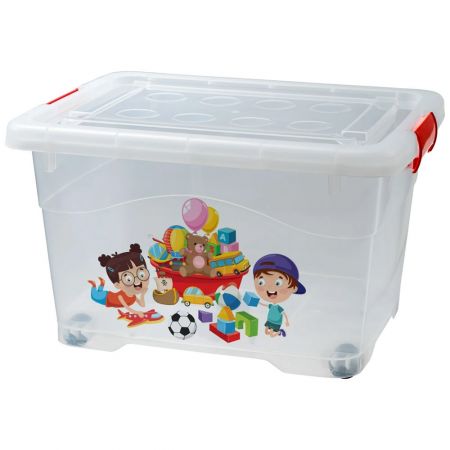 Cutie depozitare din plastic, cu capac si roti, 50L, Crilelmar