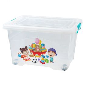 Cutie depozitare din plastic, cu capac si roti, 35L, Crilelmar