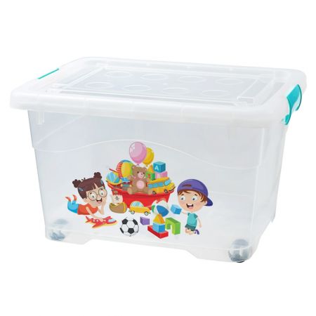 Cutie depozitare din plastic, cu capac si roti, 35L, CRILELMAR