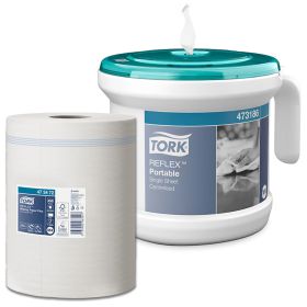 Dispenser prosoape hartie in rola cu derulare centrala, portabil, TORK Reflex Portable M4