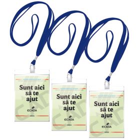 Suport ecuson vertical, cu clips si snur, 110x140 mm, ECADA, 50 buc/set