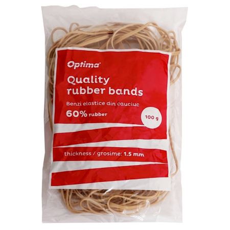 Elastice pentru bani, D 90, 3 mm x 1.5 mm, 100 g/punga, OPTIMA