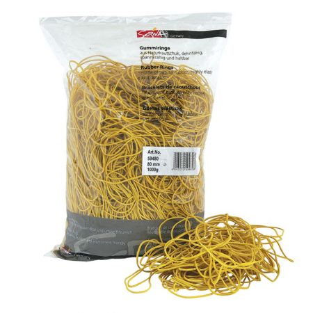Elastice pentru bani, D 80, 0.8 mm x 0.8 mm, 1 kg, SCRIVA