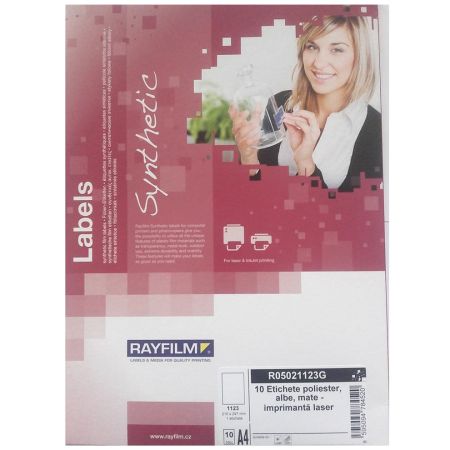 Etichete poliester alb RAYFILM, 10 coli/top