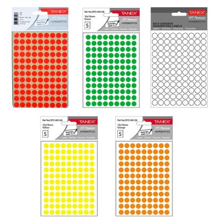 Etichete autocolante rotunde, 10 mm, TANEX, 540 buc/set