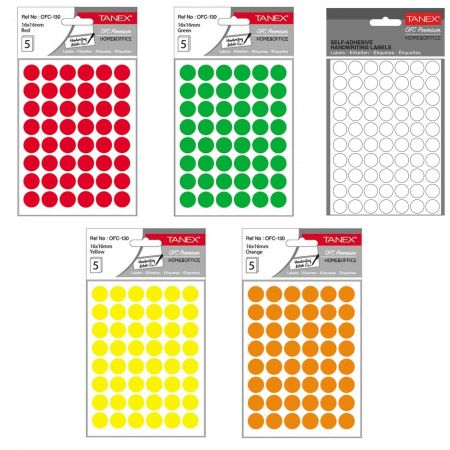 Etichete autocolante rotunde, 16 mm, TANEX, 240 buc/set