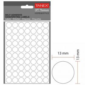 Etichete autocolante rotunde albe, 13 mm, TANEX, 700 buc/set