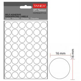 Etichete autocolante rotunde albe, 16 mm, TANEX, 480 buc/set
