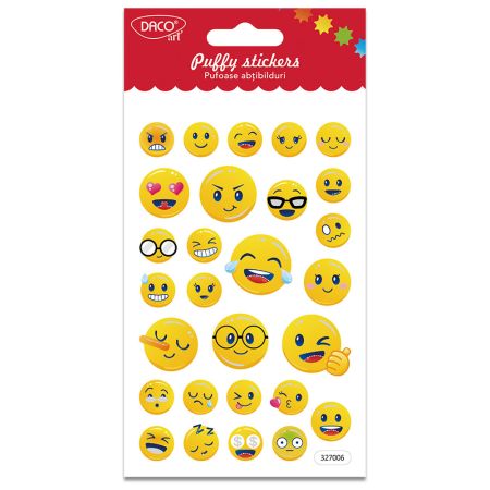 Sticker emoji DACO Puffy Stickers AB093, 28 buc/set