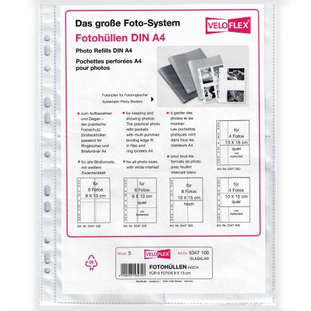 File protectie A4 pentru fotografii 9x13 cm, 8 poze/fila, 5 file